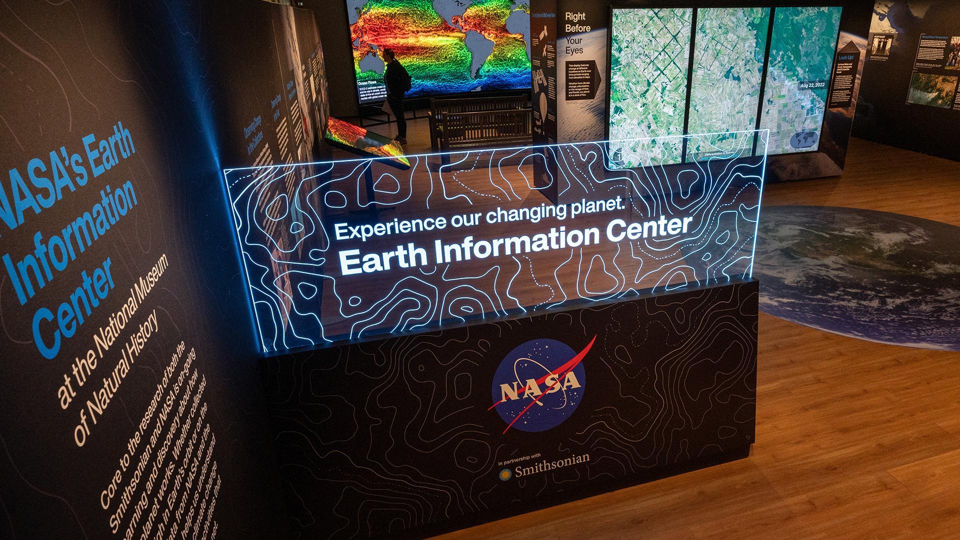 The Earth Information Center exhibit at the Smithsonian National Museum of Natural History from a side angle.