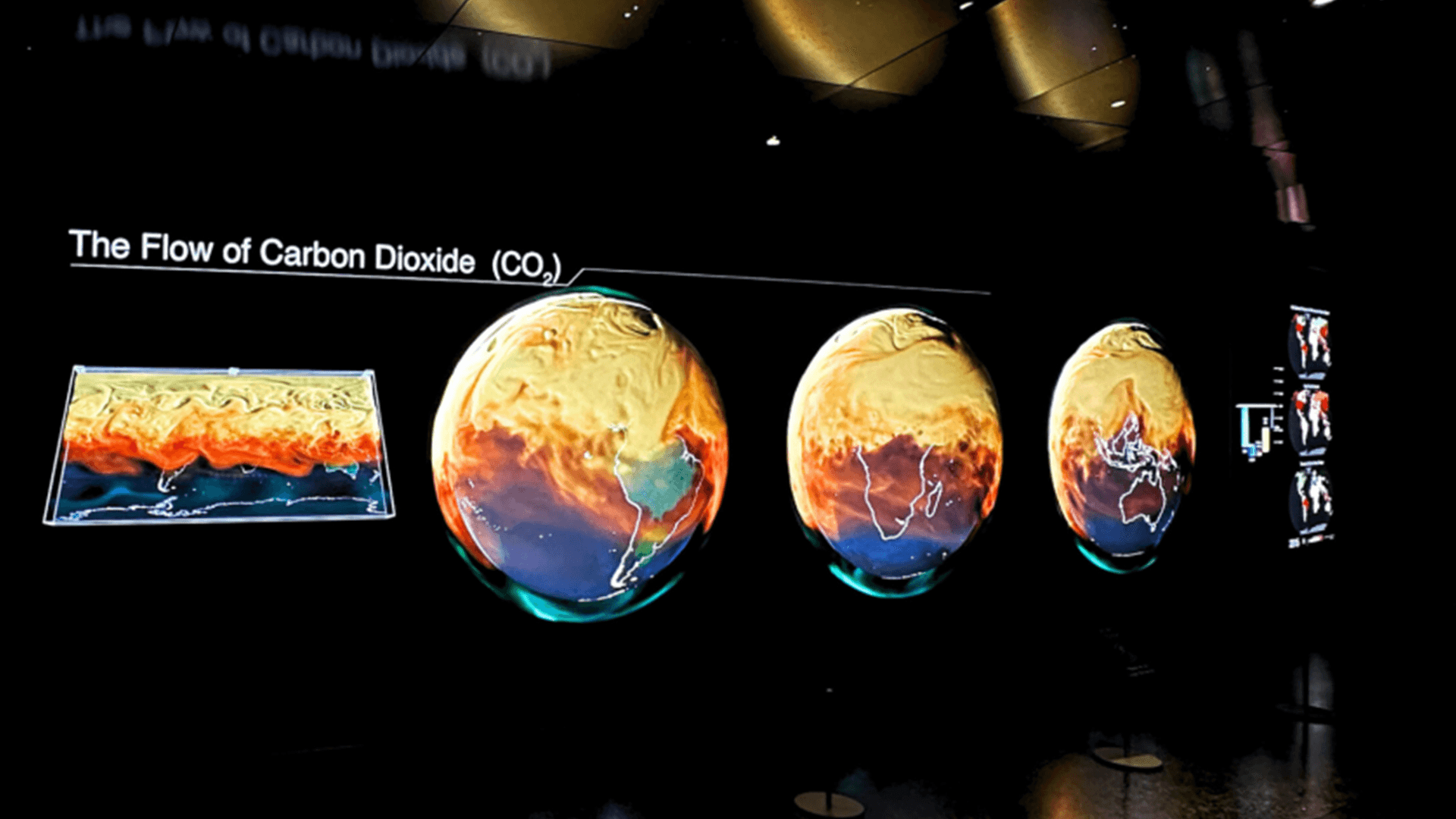The Earth Information Center's Hyperwall displaying carbon visualization at the Frost Museum of Science.