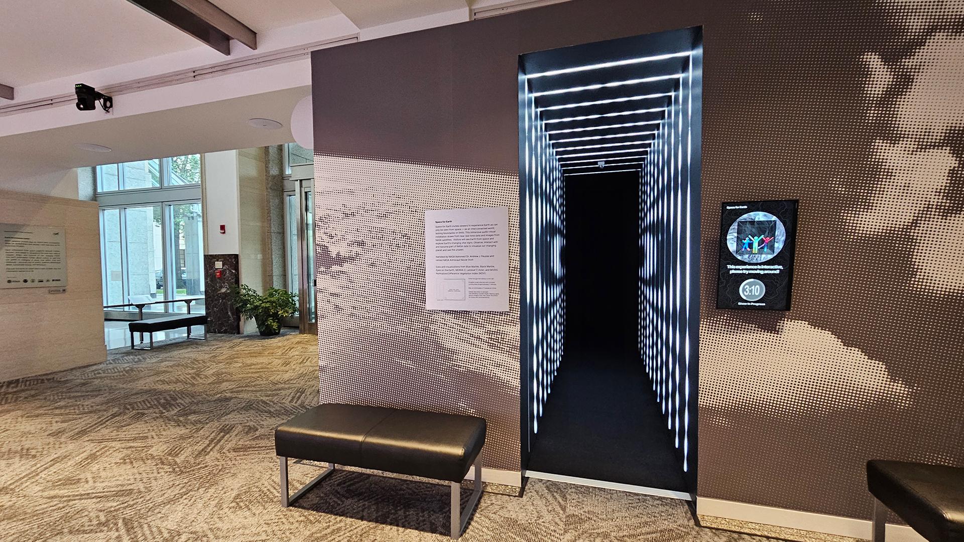 The entrance to the Immersive Earth experience at NASA Headquarters.