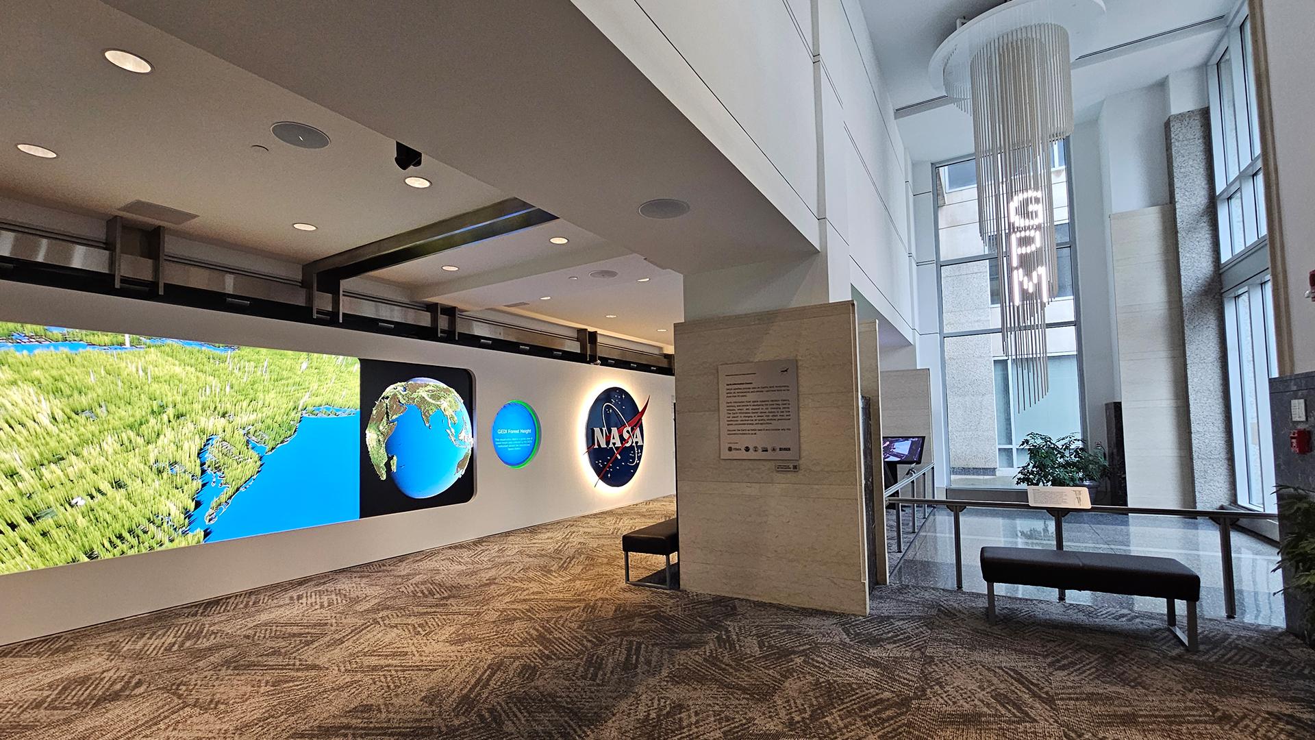 The Earth Information Center exhibit at NASA Headquarters featuring GEDI satellite data.
